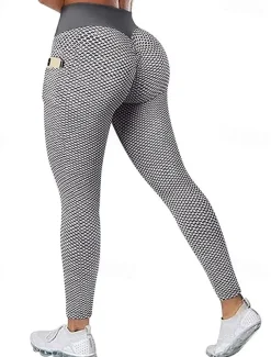 Women's Yoga Pants Yoga Leggings Pocket Basic Tummy Control Butt Lift High Waist Yoga Gym Workout Pilates Cropped Leggings Tights Fashion Black Blue Fuchsia Fall Winter Sports Activewear Stretchy Slim