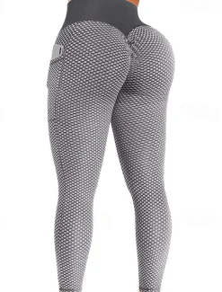 Women's Yoga Pants Yoga Leggings Pocket Basic Tummy Control Butt Lift High Waist Yoga Gym Workout Pilates Cropped Leggings Tights Fashion Black Blue Fuchsia Fall Winter Sports Activewear Stretchy Slim