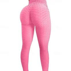 Women's Yoga Pants Yoga Leggings Elastic Waistband High Waist Yoga Gym Workout Pilates Tights Black White Pink Sports Activewear Stretchy Slim