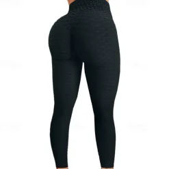 Women's Yoga Pants Yoga Leggings Elastic Waistband High Waist Yoga Gym Workout Pilates Tights Black White Pink Sports Activewear Stretchy Slim