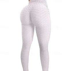 Women's Yoga Pants Yoga Leggings Elastic Waistband High Waist Yoga Gym Workout Pilates Tights Black White Pink Sports Activewear Stretchy Slim