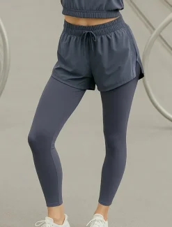 Women's Yoga Pants Yoga Leggings Pocket Drawstring 2 in 1 Yoga Fitness Pilates Pants Black Pink Purple Spandex Sports Activewear Micro-elastic