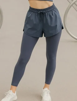 Women's Yoga Pants Yoga Leggings Pocket Drawstring 2 in 1 Yoga Fitness Pilates Pants Black Pink Purple Spandex Sports Activewear Micro-elastic