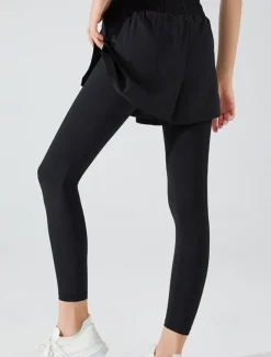 Women's Yoga Pants Yoga Leggings Pocket Drawstring 2 in 1 Yoga Fitness Pilates Pants Black Pink Purple Spandex Sports Activewear Micro-elastic