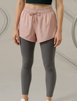 Women's Yoga Pants Yoga Leggings Pocket Drawstring 2 in 1 Yoga Fitness Pilates Pants Black Pink Purple Spandex Sports Activewear Micro-elastic