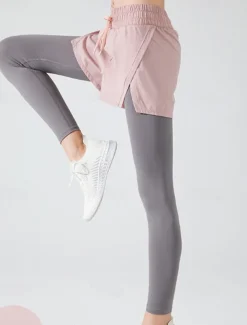 Women's Yoga Pants Yoga Leggings Pocket Drawstring 2 in 1 Yoga Fitness Pilates Pants Black Pink Purple Spandex Sports Activewear Micro-elastic