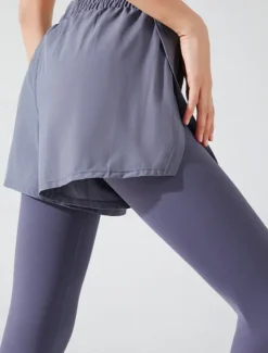 Women's Yoga Pants Yoga Leggings Pocket Drawstring 2 in 1 Yoga Fitness Pilates Pants Black Pink Purple Spandex Sports Activewear Micro-elastic