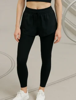 Women's Yoga Pants Yoga Leggings Pocket Drawstring 2 in 1 Yoga Fitness Pilates Pants Black Pink Purple Spandex Sports Activewear Micro-elastic