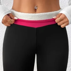 Women's Yoga Pants Yoga Leggings Fleece Lined Leggings Tummy Control Butt Lift High Waist Yoga Gym Workout Pilates Tights Color Block Black Fall Winter Sports Activewear Stretchy Slim