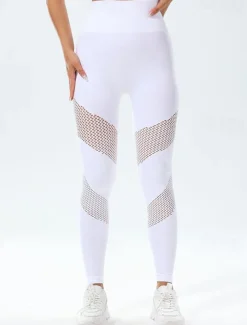 Women's Yoga Pants Yoga Leggings Hollow Out Tummy Control Butt Lift High Waist Yoga Gym Workout Pilates Tights Black White Blue Spandex Fall Sports Activewear Stretchy Skinny