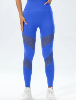 Women's Yoga Pants Yoga Leggings Hollow Out Tummy Control Butt Lift High Waist Yoga Gym Workout Pilates Tights Black White Blue Spandex Fall Sports Activewear Stretchy Skinny