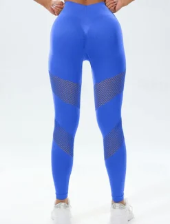 Women's Yoga Pants Yoga Leggings Hollow Out Tummy Control Butt Lift High Waist Yoga Gym Workout Pilates Tights Black White Blue Spandex Fall Sports Activewear Stretchy Skinny