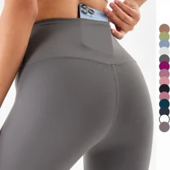 Women's Yoga Pants Yoga Leggings Hidden Waistband Pocket Tummy Control Butt Lift High Waist Yoga Gym Workout Pilates Cropped Leggings Yellow Red Blue Fall Winter Sports Activewear Stretchy Slim