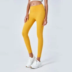 Women's Yoga Pants Yoga Leggings Hidden Waistband Pocket Tummy Control Butt Lift High Waist Yoga Gym Workout Pilates Cropped Leggings Yellow Red Blue Fall Winter Sports Activewear Stretchy Slim