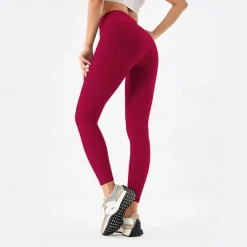 Women's Yoga Pants Yoga Leggings Hidden Waistband Pocket Tummy Control Butt Lift High Waist Yoga Gym Workout Pilates Cropped Leggings Yellow Red Blue Fall Winter Sports Activewear Stretchy Slim