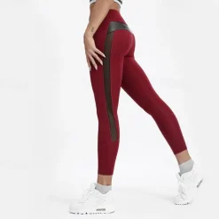 Women's Yoga Pants Yoga Leggings Mesh Patchwork High Waist Yoga Gym Workout Pilates Tights Black Burgundy Dark Navy Spandex Sports Activewear Stretchy Slim