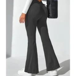 Women's Yoga Pants Yoga Leggings Flare Leg High Waist Yoga Gym Workout Pilates Tights Black Navy Blue Dark Gray Spandex Fall Sports Activewear Stretchy Slim