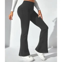 Women's Yoga Pants Yoga Leggings Flare Leg High Waist Yoga Gym Workout Pilates Tights Black Navy Blue Dark Gray Spandex Fall Sports Activewear Stretchy Slim