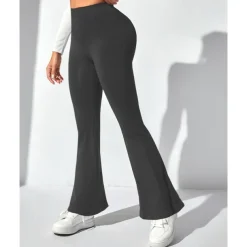 Women's Yoga Pants Yoga Leggings Flare Leg High Waist Yoga Gym Workout Pilates Tights Black Navy Blue Dark Gray Spandex Fall Sports Activewear Stretchy Slim