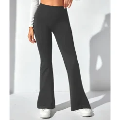 Women's Yoga Pants Yoga Leggings Flare Leg High Waist Yoga Gym Workout Pilates Tights Black Navy Blue Dark Gray Spandex Fall Sports Activewear Stretchy Slim