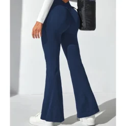 Women's Yoga Pants Yoga Leggings Flare Leg High Waist Yoga Gym Workout Pilates Tights Black Navy Blue Dark Gray Spandex Fall Sports Activewear Stretchy Slim