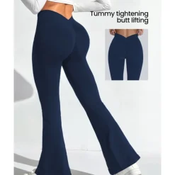 Women's Yoga Pants Yoga Leggings Flare Leg High Waist Yoga Gym Workout Pilates Tights Black Navy Blue Dark Gray Spandex Fall Sports Activewear Stretchy Slim