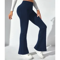 Women's Yoga Pants Yoga Leggings Flare Leg High Waist Yoga Gym Workout Pilates Tights Black Navy Blue Dark Gray Spandex Fall Sports Activewear Stretchy Slim