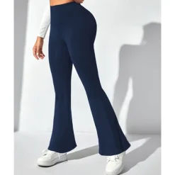 Women's Yoga Pants Yoga Leggings Flare Leg High Waist Yoga Gym Workout Pilates Tights Black Navy Blue Dark Gray Spandex Fall Sports Activewear Stretchy Slim