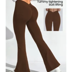 Women's Yoga Pants Yoga Leggings Flare Leg High Waist Yoga Gym Workout Pilates Tights Black Navy Blue Dark Gray Spandex Fall Sports Activewear Stretchy Slim