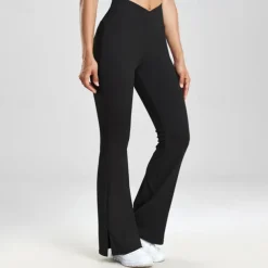 Women's Yoga Pants Yoga Leggings Flare Leg High Waist Yoga Gym Workout Pilates Tights Black Dark Gray Light Grey Fall Sports Activewear Stretchy Slim