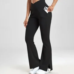 Women's Yoga Pants Yoga Leggings Flare Leg High Waist Yoga Gym Workout Pilates Tights Black Dark Gray Light Grey Fall Sports Activewear Stretchy Slim