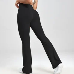 Women's Yoga Pants Yoga Leggings Flare Leg High Waist Yoga Gym Workout Pilates Tights Black Dark Gray Light Grey Fall Sports Activewear Stretchy Slim