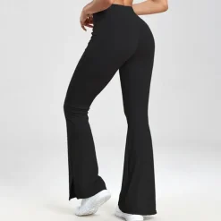 Women's Yoga Pants Yoga Leggings Flare Leg High Waist Yoga Gym Workout Pilates Tights Black Dark Gray Light Grey Fall Sports Activewear Stretchy Slim