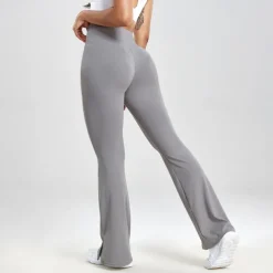 Women's Yoga Pants Yoga Leggings Flare Leg High Waist Yoga Gym Workout Pilates Tights Black Dark Gray Light Grey Fall Sports Activewear Stretchy Slim