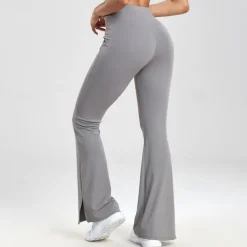 Women's Yoga Pants Yoga Leggings Flare Leg High Waist Yoga Gym Workout Pilates Tights Black Dark Gray Light Grey Fall Sports Activewear Stretchy Slim