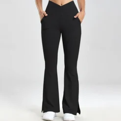 Women's Yoga Pants Yoga Leggings Flare Leg High Waist Yoga Gym Workout Pilates Tights Black Dark Gray Light Grey Fall Sports Activewear Stretchy Slim