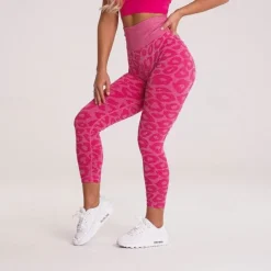 Women's Yoga Pants Yoga Leggings High Waist Yoga Gym Workout Pilates Tights Leopard Print Black Purple Fuchsia Sports Activewear Stretchy Slim