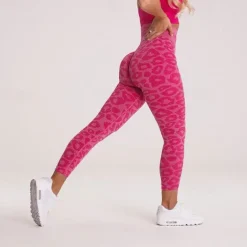 Women's Yoga Pants Yoga Leggings High Waist Yoga Gym Workout Pilates Tights Leopard Print Black Purple Fuchsia Sports Activewear Stretchy Slim