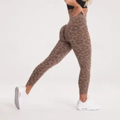 Women's Yoga Pants Yoga Leggings High Waist Yoga Gym Workout Pilates Tights Leopard Print Black Purple Fuchsia Sports Activewear Stretchy Slim