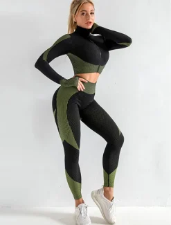Women's Yoga Pants Yoga Leggings High Waist Yoga Gym Workout Pilates Tights Color Block Black Pink Army Green Fall Sports Activewear Stretchy Slim