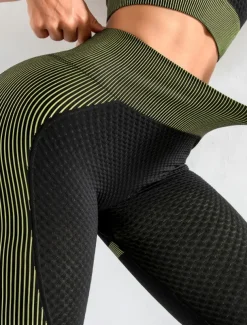 Women's Yoga Pants Yoga Leggings High Waist Yoga Gym Workout Pilates Tights Color Block Black Pink Army Green Fall Sports Activewear Stretchy Slim