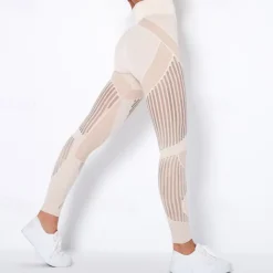 Women's Yoga Pants Yoga Leggings Mesh Patchwork High Waist Yoga Gym Workout Pilates Tights Color Block Dark Grey Black Army Green Spandex Sports Activewear Stretchy Slim