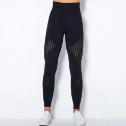 Women's Yoga Pants Yoga Leggings Mesh Patchwork High Waist Yoga Gym Workout Pilates Tights Color Block Dark Grey Black Army Green Spandex Sports Activewear Stretchy Slim