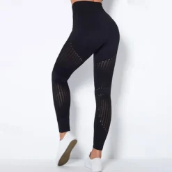 Women's Yoga Pants Yoga Leggings Mesh Patchwork High Waist Yoga Gym Workout Pilates Tights Color Block Dark Grey Black Army Green Spandex Sports Activewear Stretchy Slim