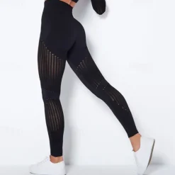 Women's Yoga Pants Yoga Leggings Mesh Patchwork High Waist Yoga Gym Workout Pilates Tights Color Block Dark Grey Black Army Green Spandex Sports Activewear Stretchy Slim