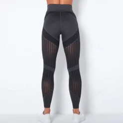 Women's Yoga Pants Yoga Leggings Mesh Patchwork High Waist Yoga Gym Workout Pilates Tights Color Block Dark Grey Black Army Green Spandex Sports Activewear Stretchy Slim