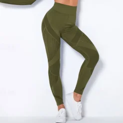 Women's Yoga Pants Yoga Leggings Mesh Patchwork High Waist Yoga Gym Workout Pilates Tights Color Block Dark Grey Black Army Green Spandex Sports Activewear Stretchy Slim