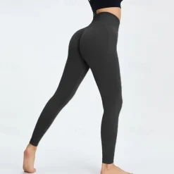 Women's Yoga Pants Yoga Leggings Elastic Waistband High Waist Yoga Gym Workout Pilates Tights Black Yellow Pink Sports Activewear Stretchy Slim