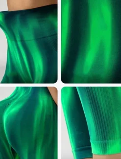 Women's Yoga Pants Yoga Leggings Elastic Waistband High Waist Yoga Gym Workout Pilates Tights Tie Dye Orange Green Grey Fall Sports Activewear Stretchy Slim