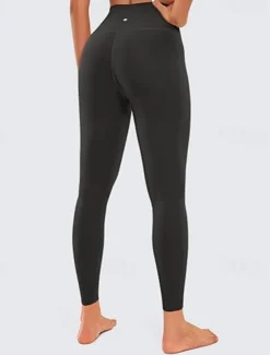 Women's Yoga Pants Yoga Leggings Elastic Waistband High Waist Yoga Gym Workout Pilates Tights Black Burgundy Coffee Fall Sports Activewear Stretchy Slim